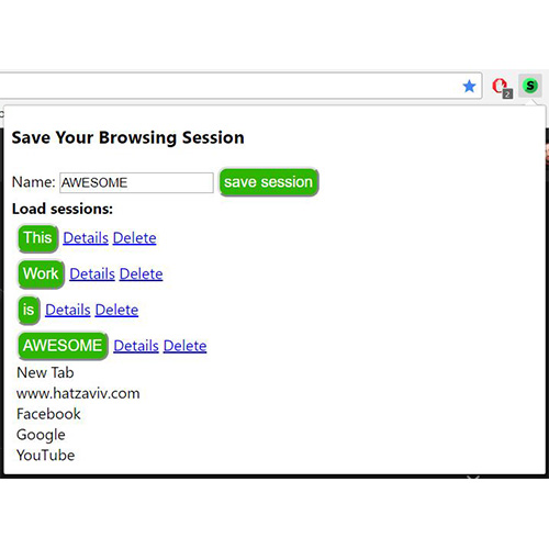 save browsing session - save all your tabs in an instant